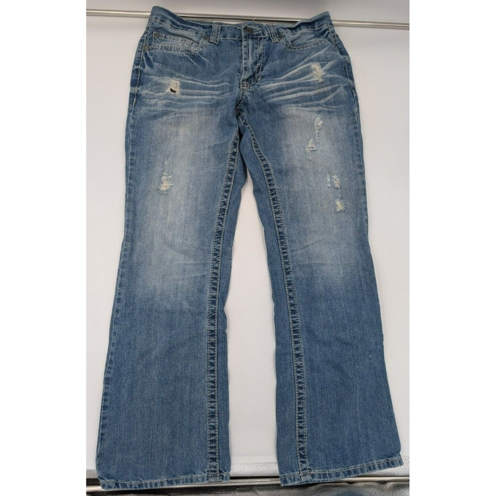 TK Axel Wolcott 32x32‎ (Measure 32x31) Bootcut Men's Blue Denim Jeans Distressed
